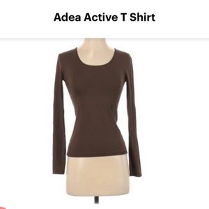 Adea Active T Shirt Size 2 Brown Long Sleeve Scoop Neck Classic